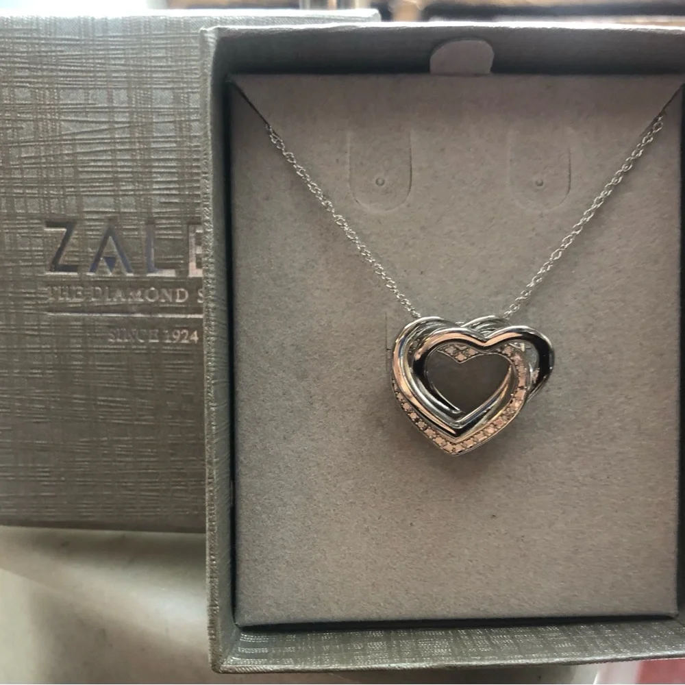 Sterling Silver 925 Three-dimensional heart chain 18” long! In Box from ZALES!!! - Picture 1 of 5